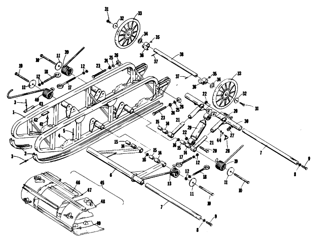 Parts Diagram for Arctic Cat 1976 JAG 275 SNOWMOBILE UNDERCARRIAGE AND TRACK