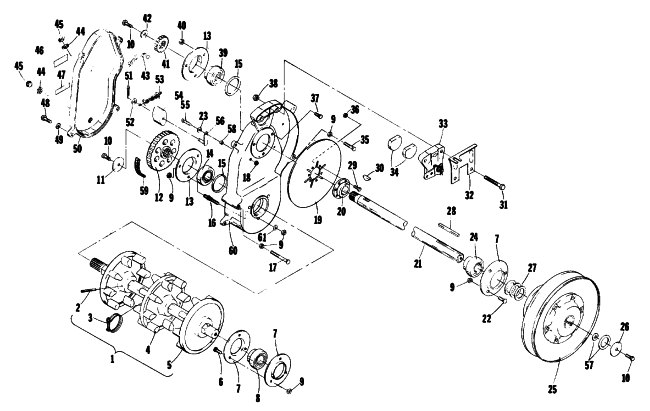 Parts Diagram for Arctic Cat 1976 JAG 340 SNOWMOBILE DRIVE TRAIN