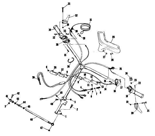 Parts Diagram for Arctic Cat 1976 EL TIGRE 440 SNOWMOBILE STEERING