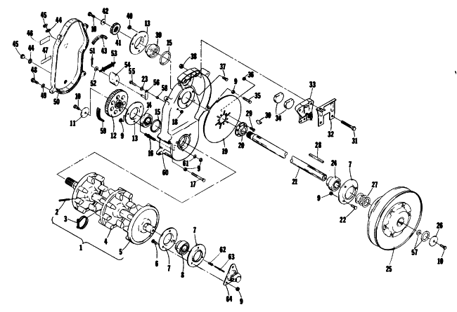 Parts Diagram for Arctic Cat 1976 EL TIGRE 440 SNOWMOBILE DRIVE TRAIN
