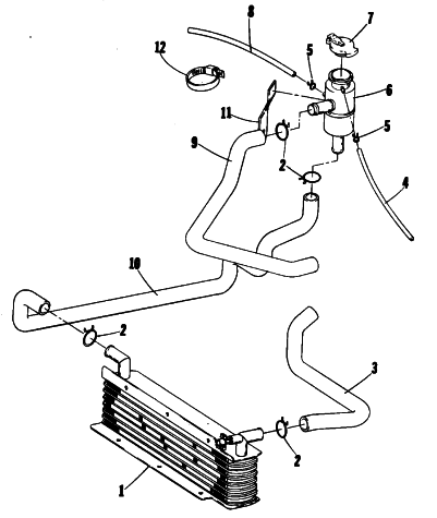 Parts Diagram for Arctic Cat 1976 ARCTIC Z 440 SNOWMOBILE COOLING SYSTEM