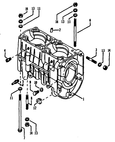 Parts Diagram for Arctic Cat 1976 ARCTIC Z 250 SNOWMOBILE CRANKCASE ASSEMBLY