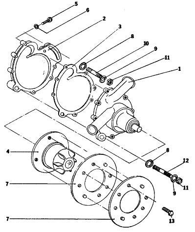 Parts Diagram for Arctic Cat 1976 ARCTIC Z 250 SNOWMOBILE WATER PUMP