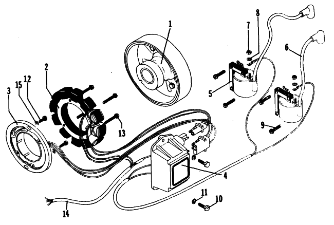 Parts Diagram for Arctic Cat 1976 ARCTIC Z 250 SNOWMOBILE CD IGNITION SYSTEM