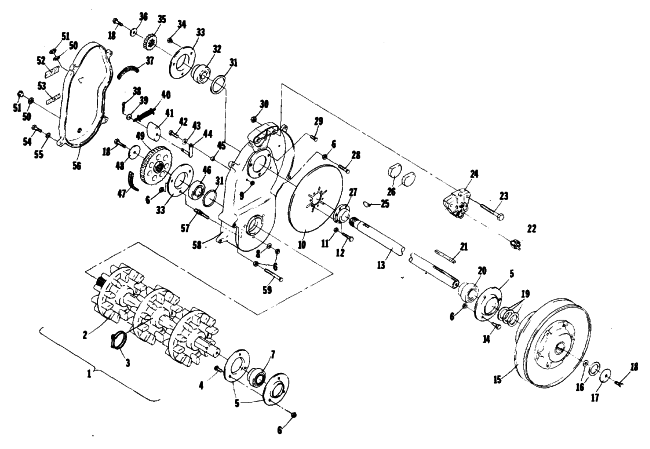 Parts Diagram for Arctic Cat 1976 ARCTIC Z 250 SNOWMOBILE DRIVE TRAIN