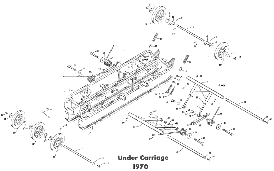 Parts Diagram for Arctic Cat 1970 Panther SNOWMOBILE UNDER CARRIAGE