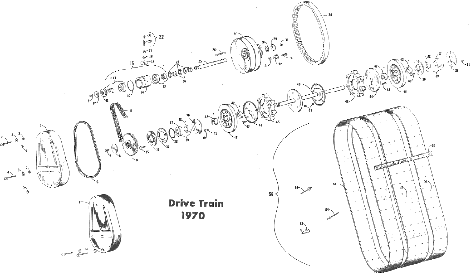 Parts Diagram for Arctic Cat 1970 Panther SNOWMOBILE DRIVE TRAIN