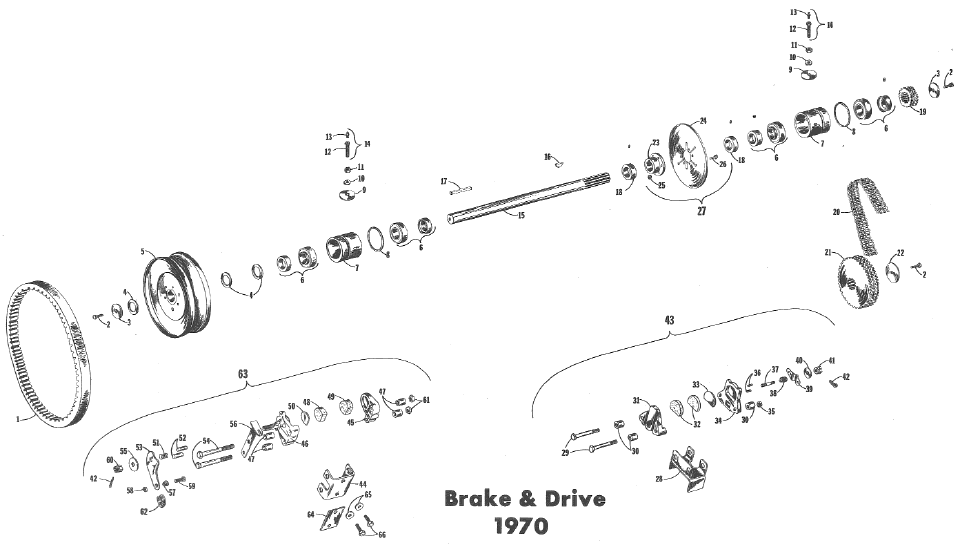 Parts Diagram for Arctic Cat 1970 Panther SNOWMOBILE BRAKE & DRIVE