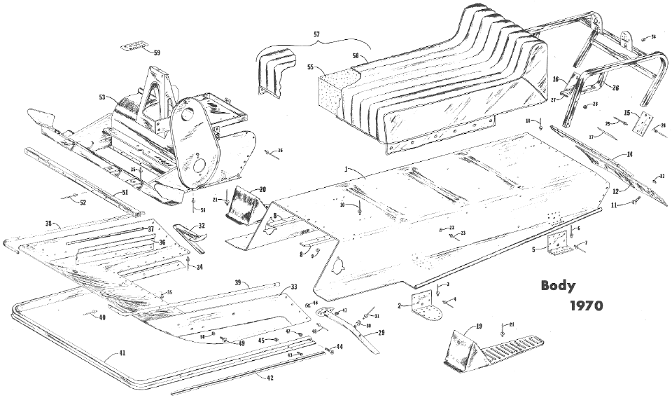 Parts Diagram for Arctic Cat 1970 Panther SNOWMOBILE BODY