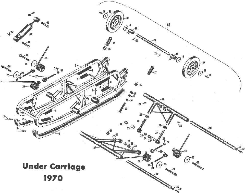 Parts Diagram for Arctic Cat 1970 Puma SNOWMOBILE UNDER CARRIAGE