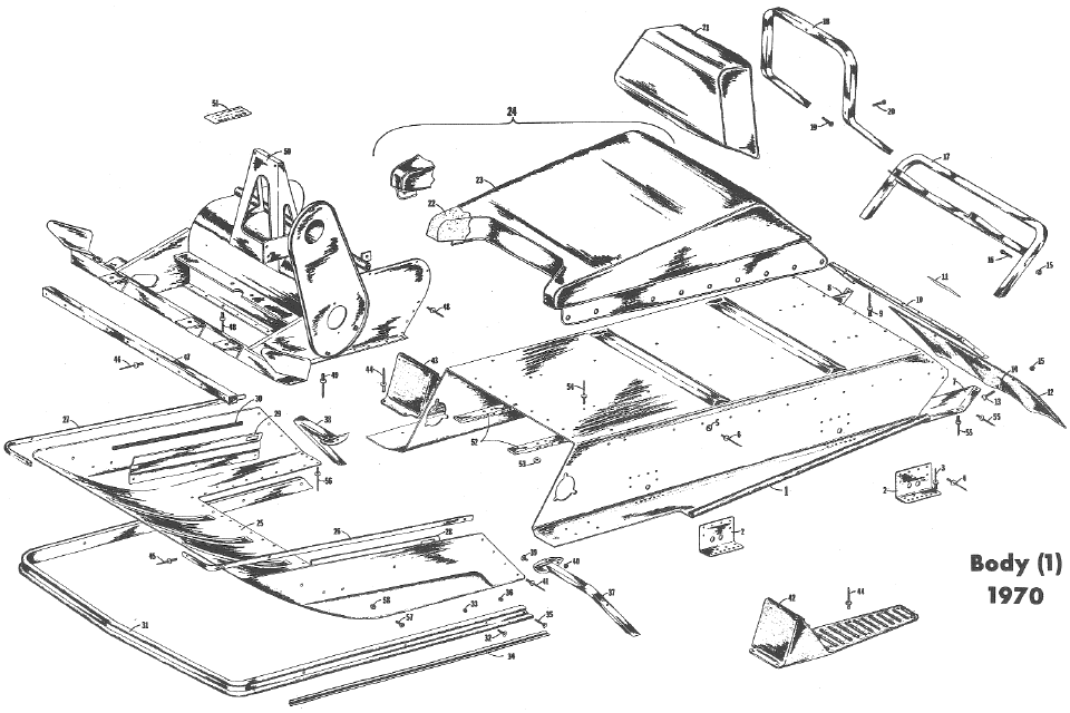 Parts Diagram for Arctic Cat 1970 Puma SNOWMOBILE BODY