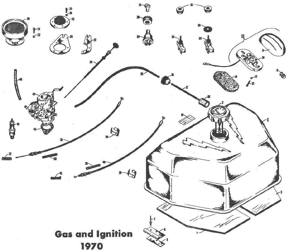 Parts Diagram for Arctic Cat 1970 Puma SNOWMOBILE GAS & IGNITION