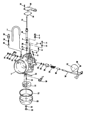 Parts Diagram for Arctic Cat 1980 PANTERA ELECTRIC START SNOWMOBILE CARBURETOR