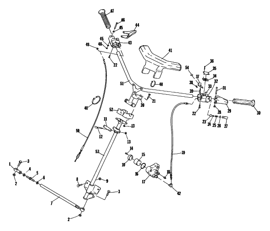 Parts Diagram for Arctic Cat 1980 PANTERA MANUAL START SNOWMOBILE STEERING