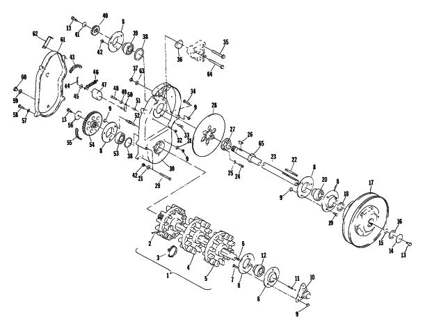 Parts Diagram for Arctic Cat 1980 PANTERA MANUAL START SNOWMOBILE DRIVE TRAIN