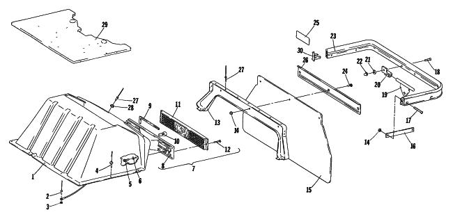 Parts Diagram for Arctic Cat 1980 PANTERA ELECTRIC START SNOWMOBILE TAILIGHT, TOOLBOX & REAR BUMPER