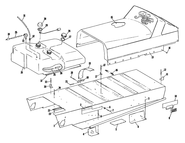 Parts Diagram for Arctic Cat 1980 PANTERA MANUAL START SNOWMOBILE BODY AND SEAT