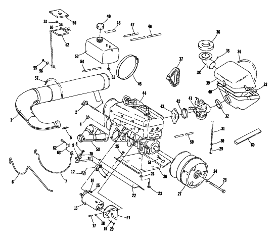 Parts Diagram for Arctic Cat 1980 PANTERA ELECTRIC START SNOWMOBILE ENGINE AND RELATED PARTS