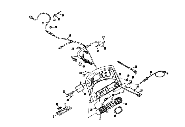 Parts Diagram for Arctic Cat 1976 CROSS COUNTRY CAT SNOWMOBILE CONSOLE AND WIRING