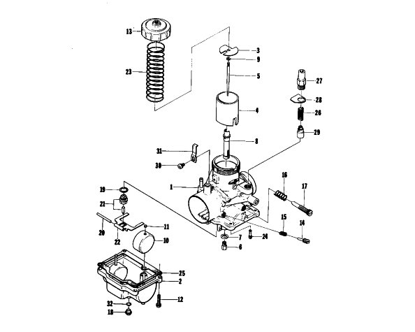 Parts Diagram for Arctic Cat 1976 CROSS COUNTRY CAT SNOWMOBILE CARBURETOR VM34-108