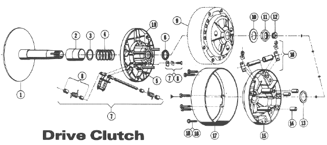 Parts Diagram for Arctic Cat 1971 EXTEXTSpecialKingKat SNOWMOBILE DRIVE CLUTCH (793 Hirth King Kat)