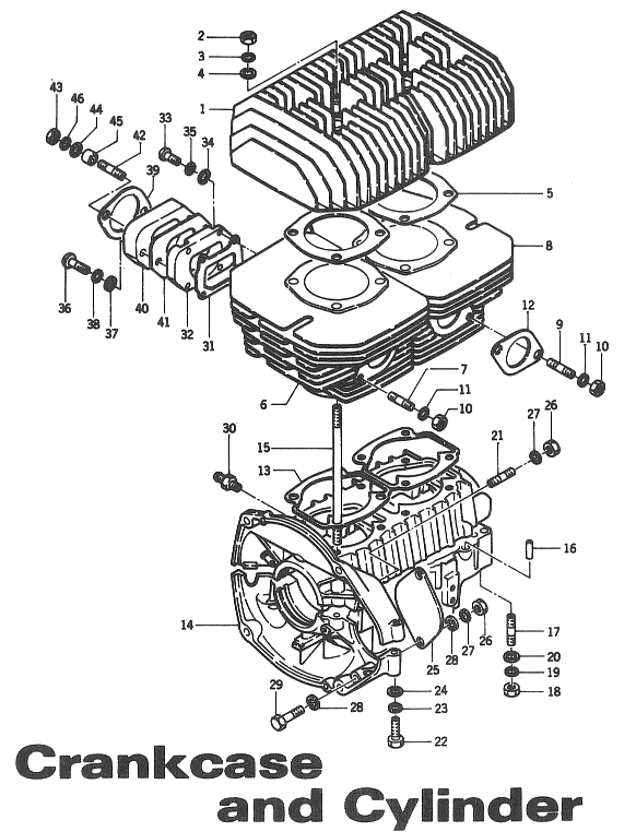 Parts Diagram for Arctic Cat 1971 EXTEXTSpecialKingKat SNOWMOBILE CRANKCASE & CYLINDER