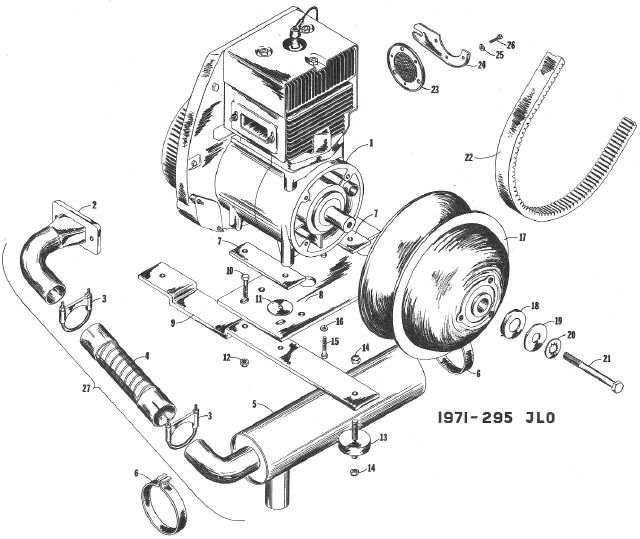 Parts Diagram for Arctic Cat 1971 Lynx SNOWMOBILE 1971-295 JLO