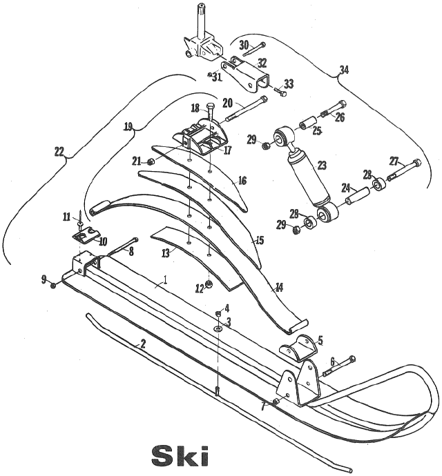 Parts Diagram for Arctic Cat 1972 Cheetah SNOWMOBILE SKI