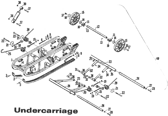 Parts Diagram for Arctic Cat 1972 Cheetah SNOWMOBILE UNDERCARRIAGE