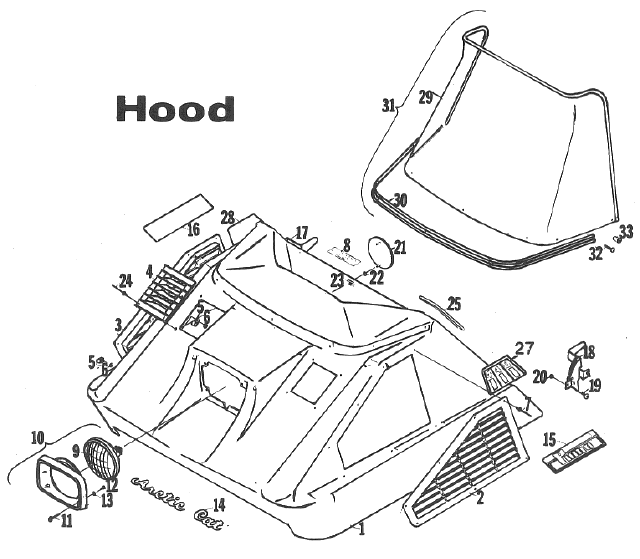 Parts Diagram for Arctic Cat 1972 Cheetah SNOWMOBILE HOOD