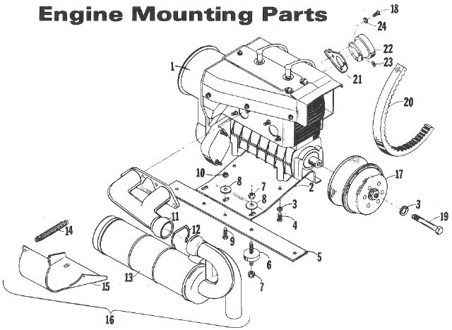 Parts Diagram for Arctic Cat 1972 Cheetah SNOWMOBILE ENGINE MOUNTING PARTS