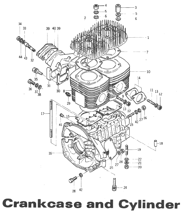 Parts Diagram for Arctic Cat 1972 Cheetah SNOWMOBILE CRANKCASE & CYLINDER