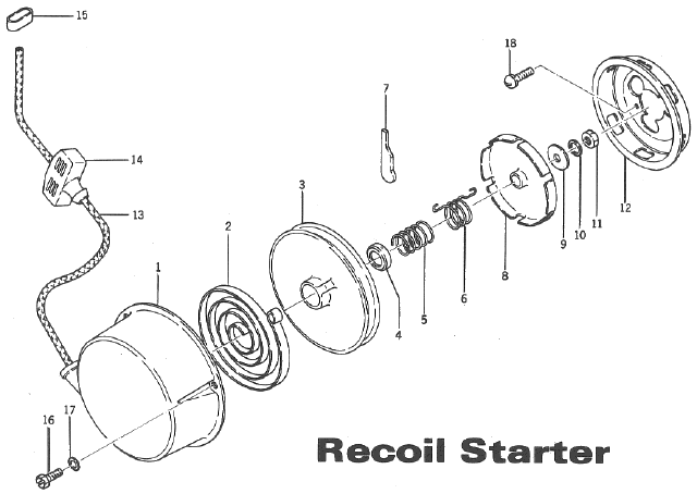 Parts Diagram for Arctic Cat 1972 Cheetah SNOWMOBILE RECOIL STARTER