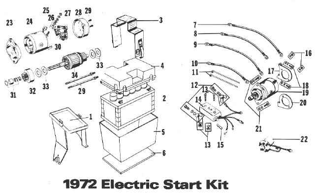 Parts Diagram for Arctic Cat 1972 Cheetah SNOWMOBILE Electric Start Kit