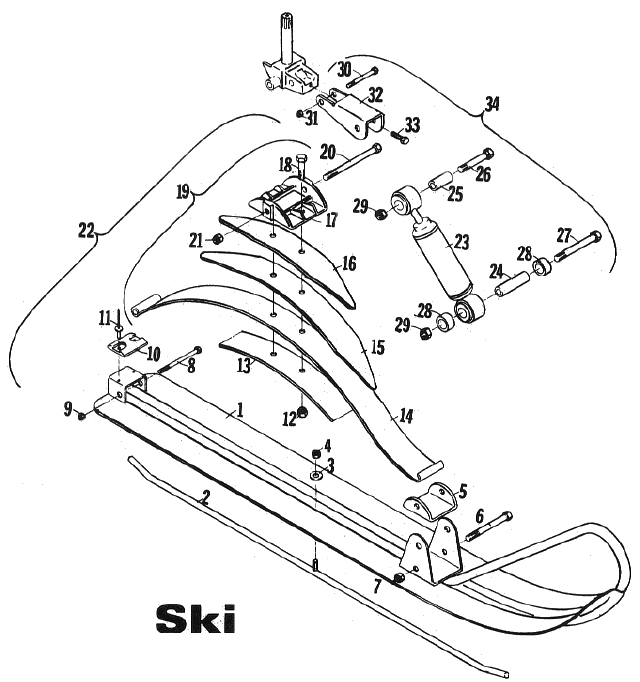 Parts Diagram for Arctic Cat 1972 Panther SNOWMOBILE Ski