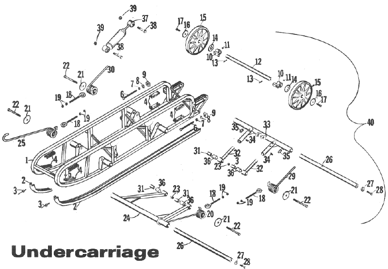 Parts Diagram for Arctic Cat 1972 Panther SNOWMOBILE Undercarriage