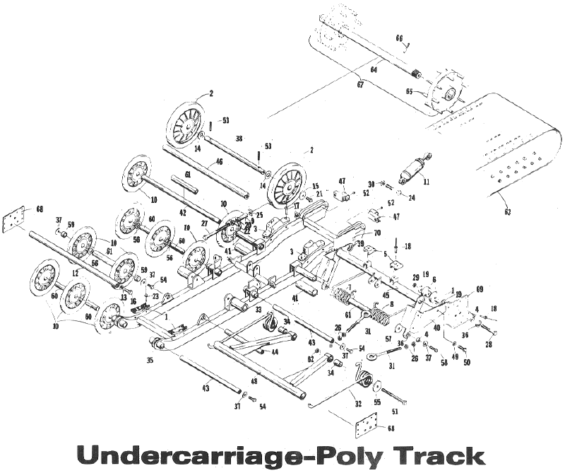 Parts Diagram for Arctic Cat 1972 Panther SNOWMOBILE Undercarriage-Poly Track