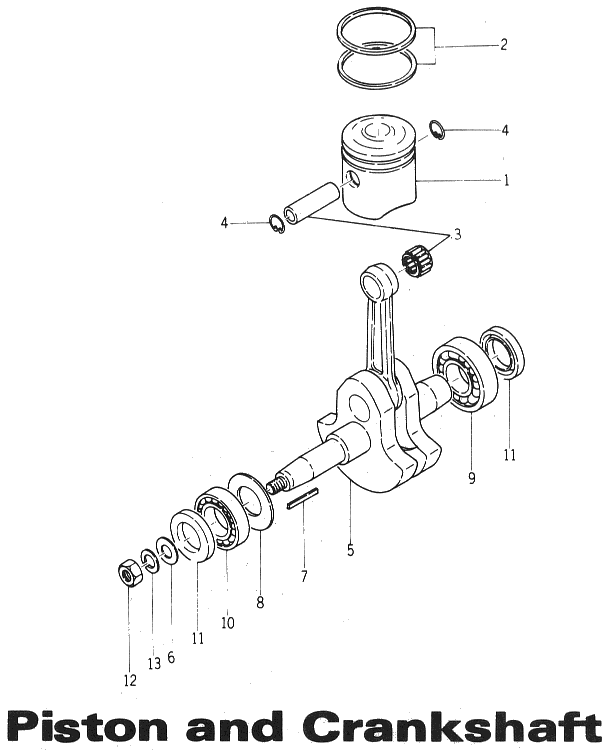 Parts Diagram for Arctic Cat 1972 Panther SNOWMOBILE Piston and Crankshaft