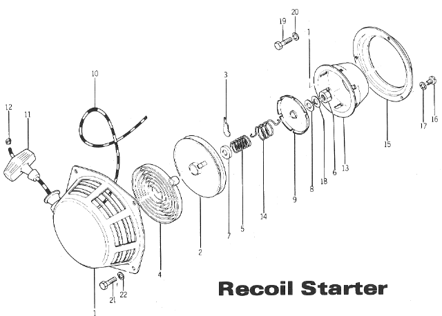 Parts Diagram for Arctic Cat 1972 Panther SNOWMOBILE Recoil Starter