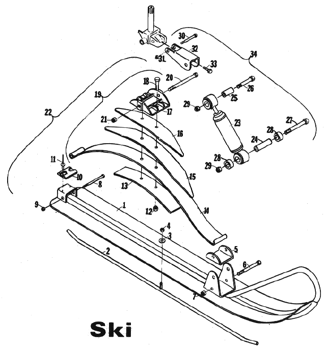 Parts Diagram for Arctic Cat 1972 Puma SNOWMOBILE Ski