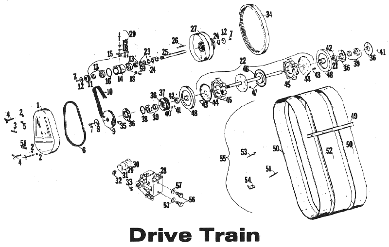 Parts Diagram for Arctic Cat 1972 Puma SNOWMOBILE Drive Train