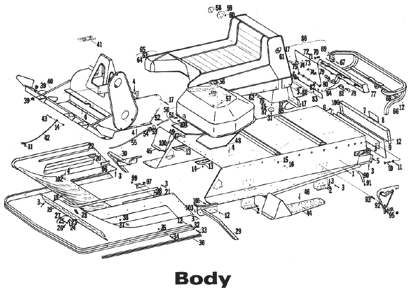 Parts Diagram for Arctic Cat 1972 Puma SNOWMOBILE Body