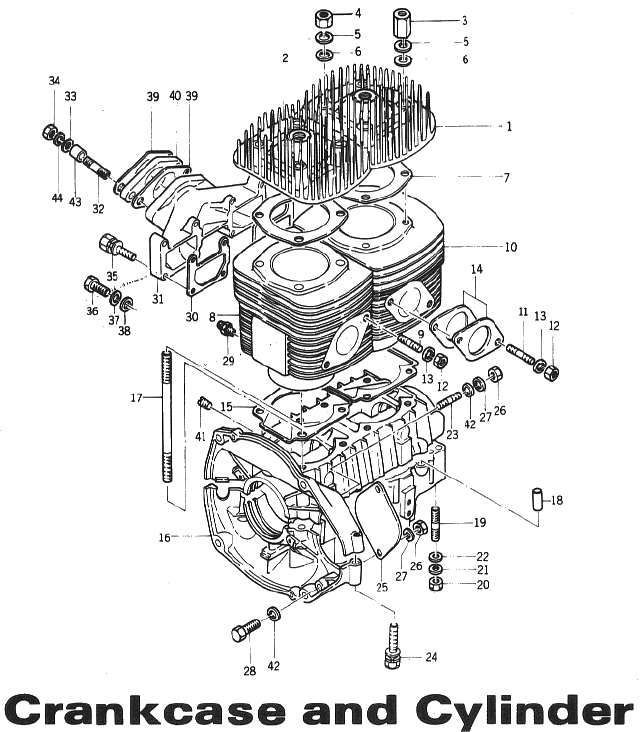 Parts Diagram for Arctic Cat 1972 Puma SNOWMOBILE Crankcase and Cylinder