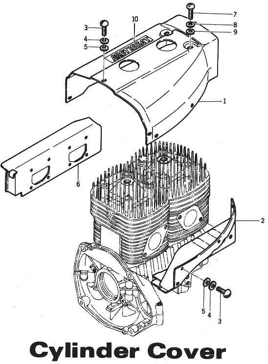 Parts Diagram for Arctic Cat 1972 Puma SNOWMOBILE Cylinder Cover