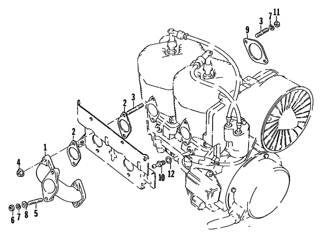 Parts Diagram for Arctic Cat 1980 PANTERA MANUAL START SNOWMOBILE INTAKE MANIFOLD