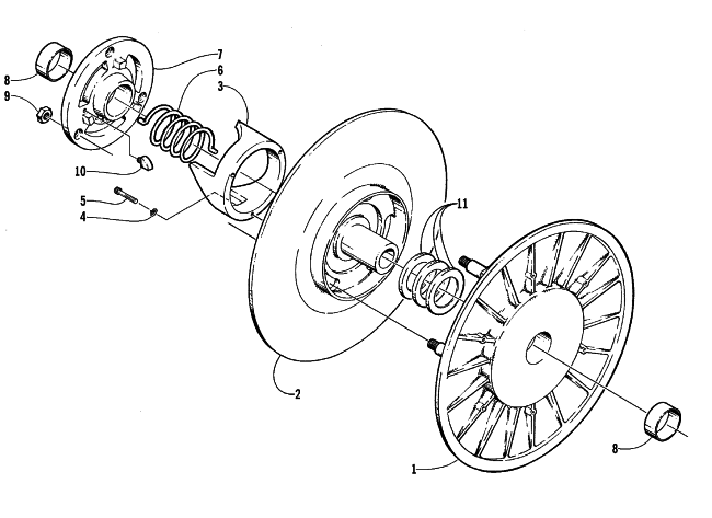 Parts Diagram for Arctic Cat 1993 COUGAR MOUNTAIN CAT SNOWMOBILE DRIVEN CLUTCH