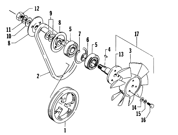 Parts Diagram for Arctic Cat 1995 PANTHER DELUXE SNOWMOBILE COOLING FAN