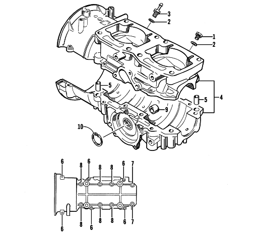 Parts Diagram for Arctic Cat 1999 ZL 440 SNOWMOBILE CRANKCASE ASSEMBLY