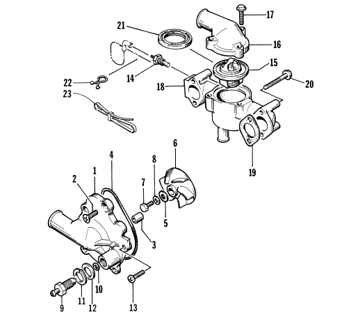Parts Diagram for Arctic Cat 1998 ZL 440 SNOWMOBILE WATER PUMP/WATER MANIFOLD
