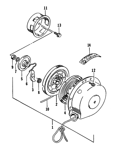 Parts Diagram for Arctic Cat 1996 EXT 580 SNOWMOBILE RECOIL STARTER